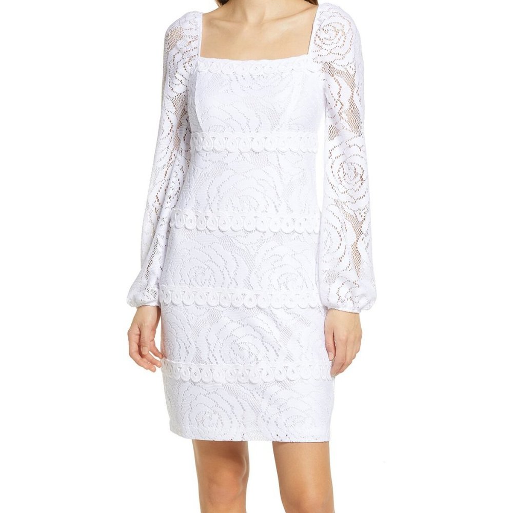 Lilly Pulitzer Zoella Dress Resort White Bungalow Blossom Lace NWT